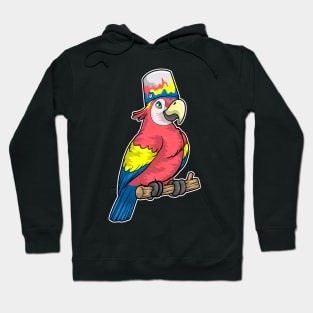 Parrot on Branch with Bucket Paint Hoodie